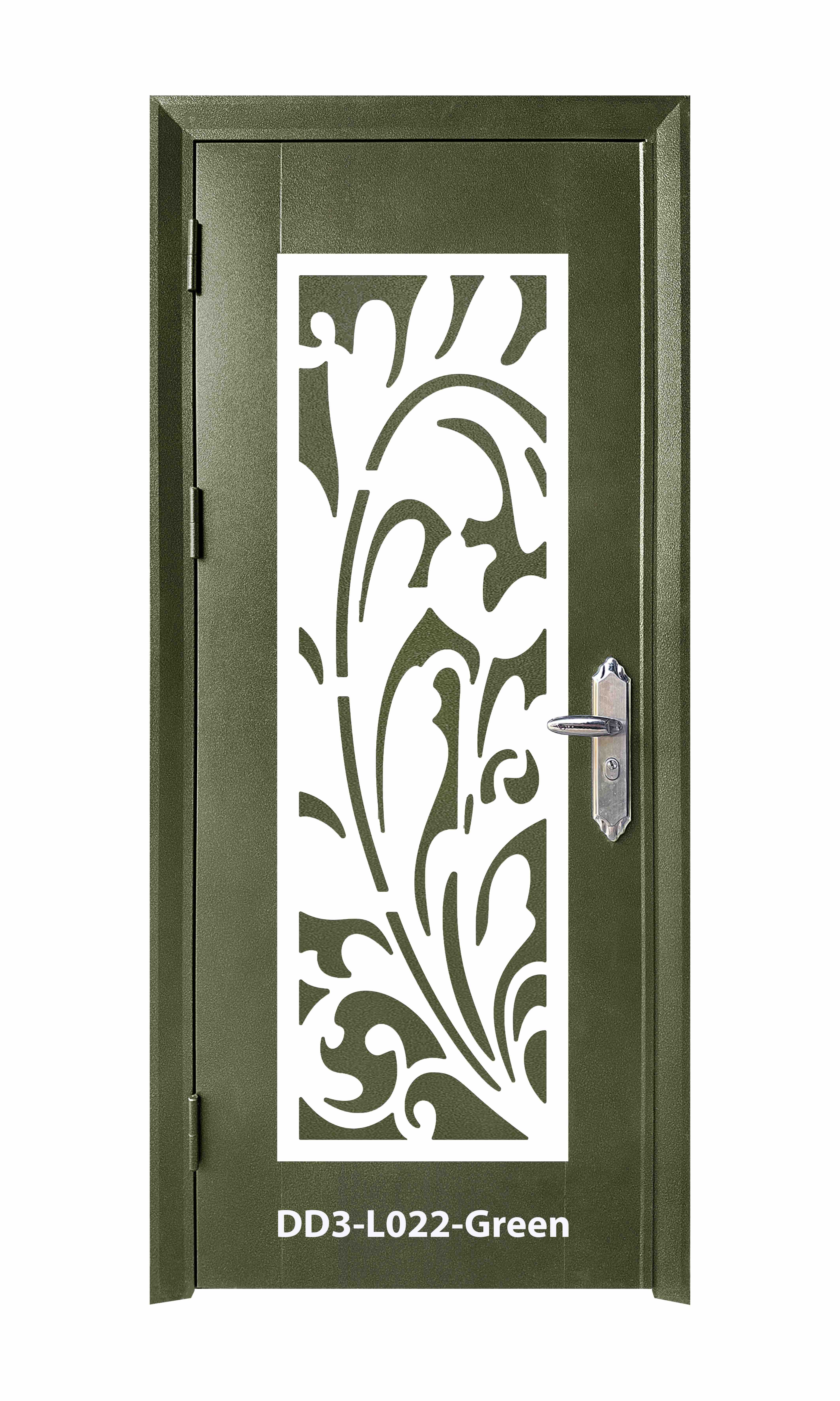 SECURITY DOOR IN DOOR 3'x7'<br> - Laser Cut Design -  DD3-L022-Green